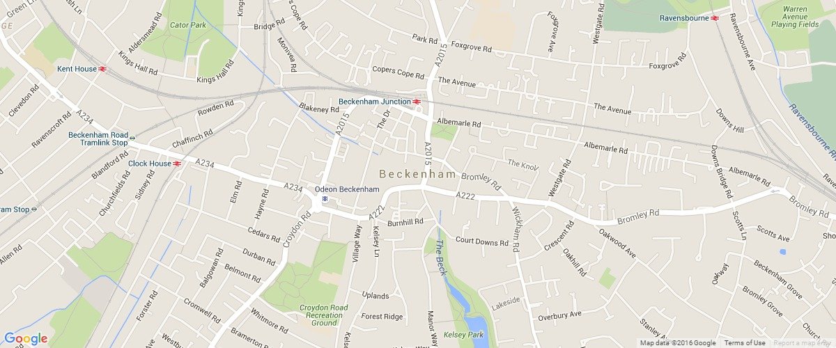 Beckenham-map